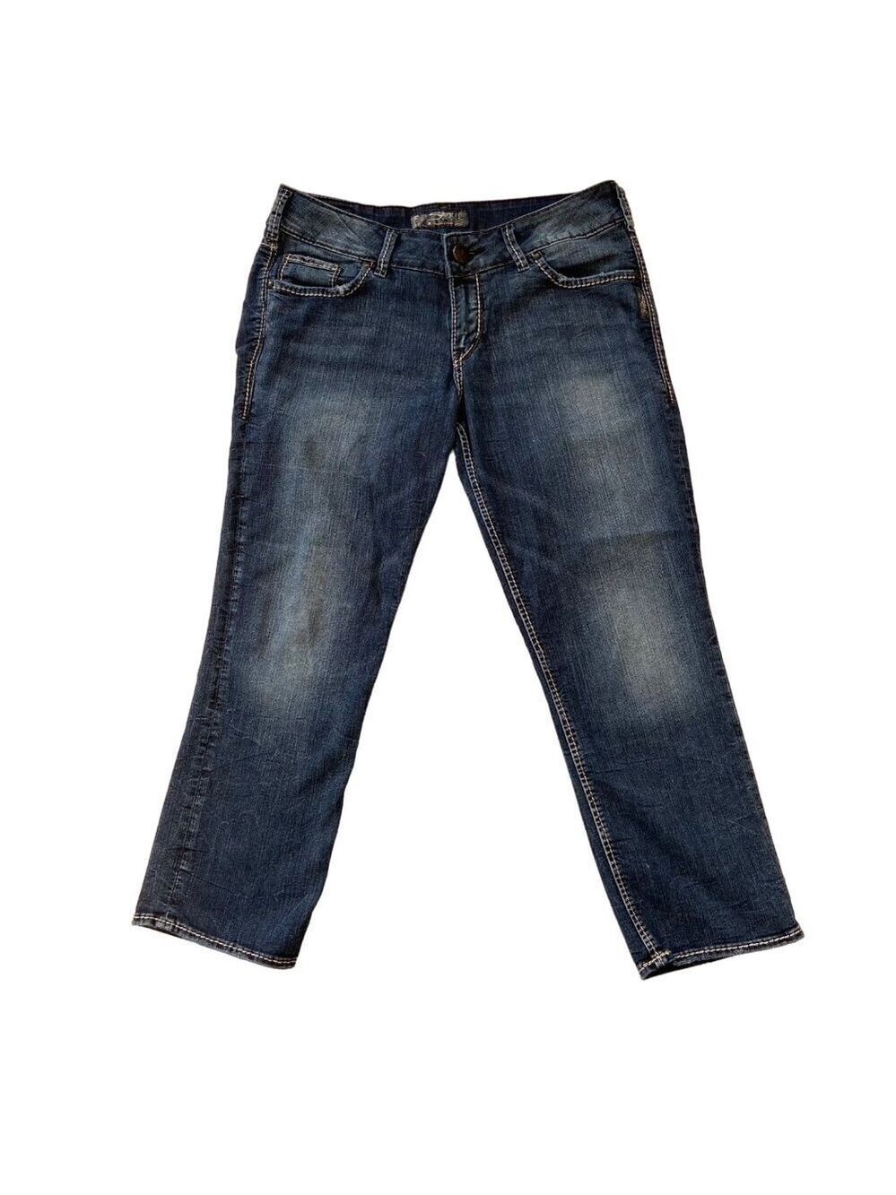Silver Jeans Co. Womens Suki Capri Mid Rise Straight leg Crop blue Jeans size 29